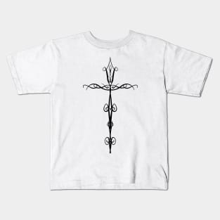 Pretty Religious Cross Faith line Art Design Kids T-Shirt